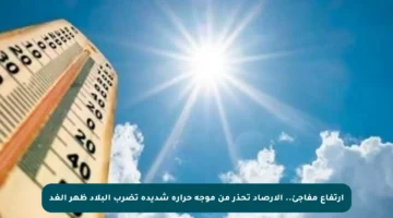 ارتفاع مفاجئ.. الأرصاد تحذر من موجة حرارة شديدة تضرب البلاد ظهر الغد